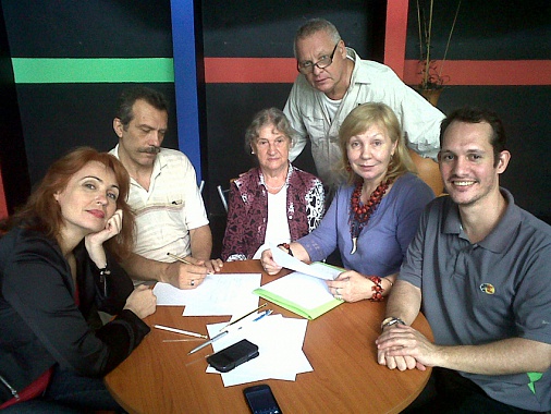 Одно из заседаний Координационного совета соотечественников. Н.Пригорян, С.Шариков, А.Кастро, В.Лядских, П.Рощупкин, Л.Карреньо.