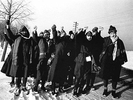 Французские военнопленные, освобожденные советской армией, 1945 г. Фото Сергея Лоскутова